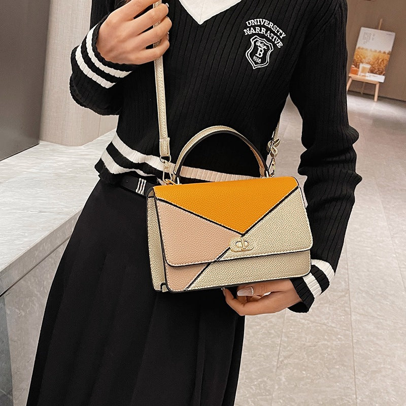 Wholesale Contrast Color Stitching PU Shoulder Bag